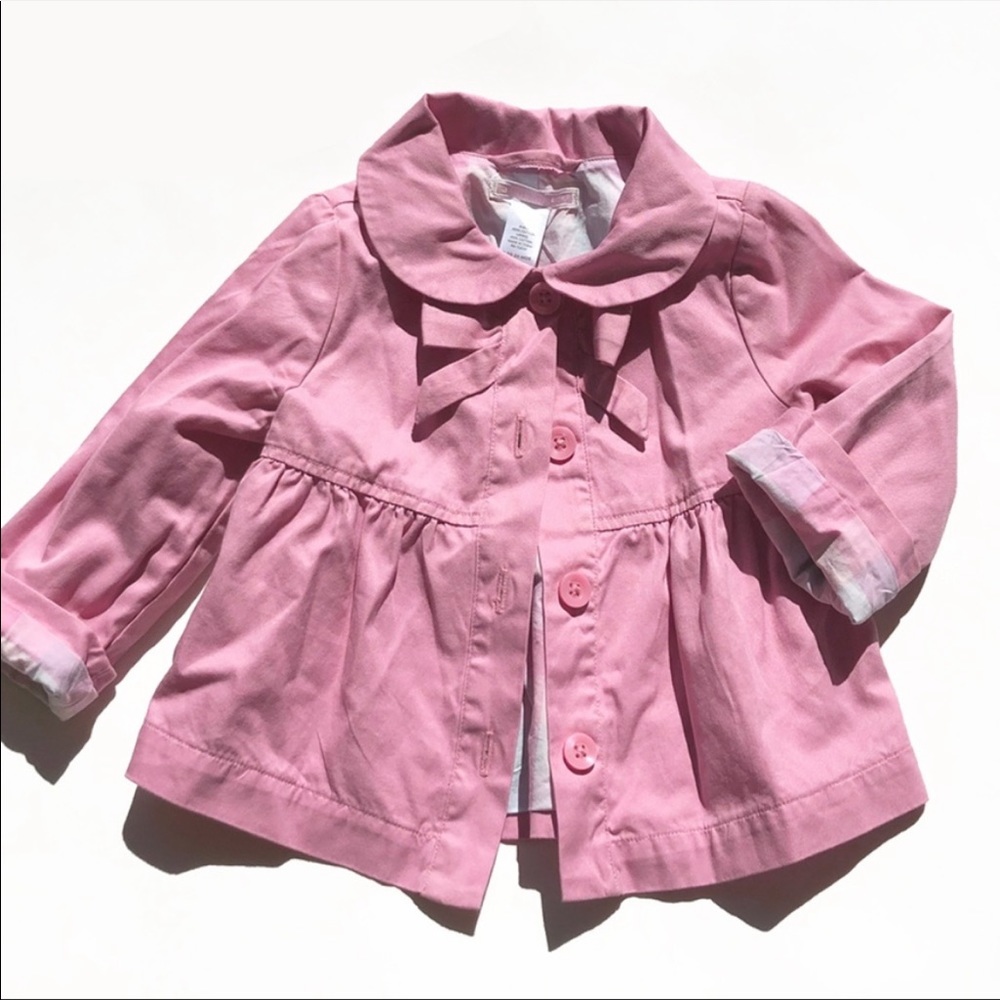Janie and Jack pink lightweight jacket with bow size 12-24mths